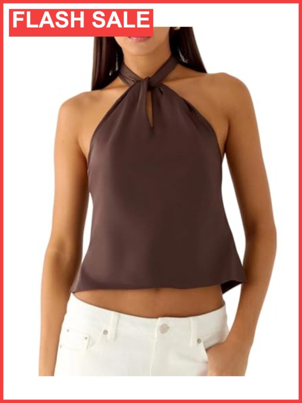 Satin Halter Twist Front Backless Crop Tank Top Y2K Silk Camisole Going Out